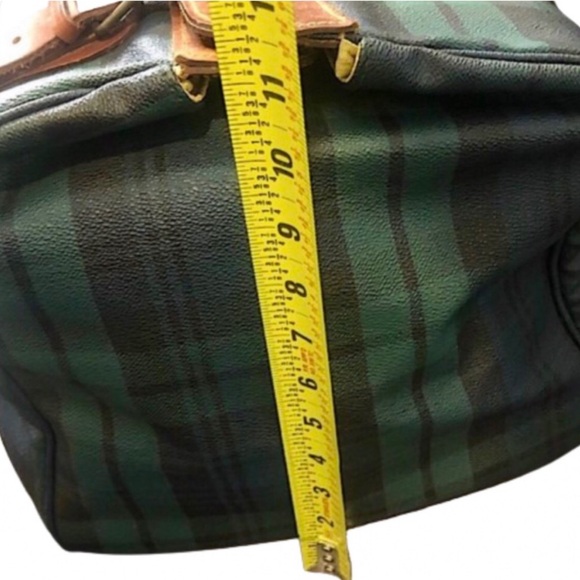 W RALPH LAUREN Black Watch Boston Travel Bag Coated Canvas Waxed Leather 52cm - Picture 10 of 17